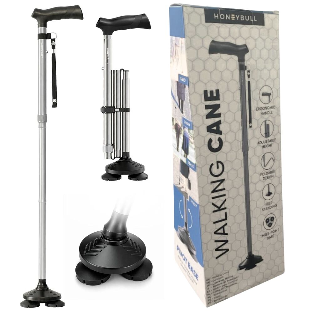 Honeybull Walking Cane New Foldable, Adjustable, Heavy Duty, Free Standing